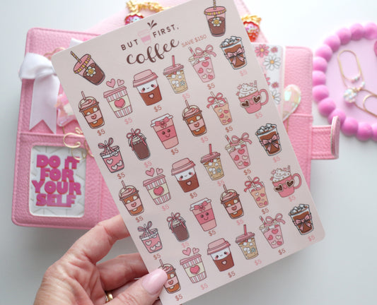 CUTE COFFEE CUPS  SAVINGS TRACKER