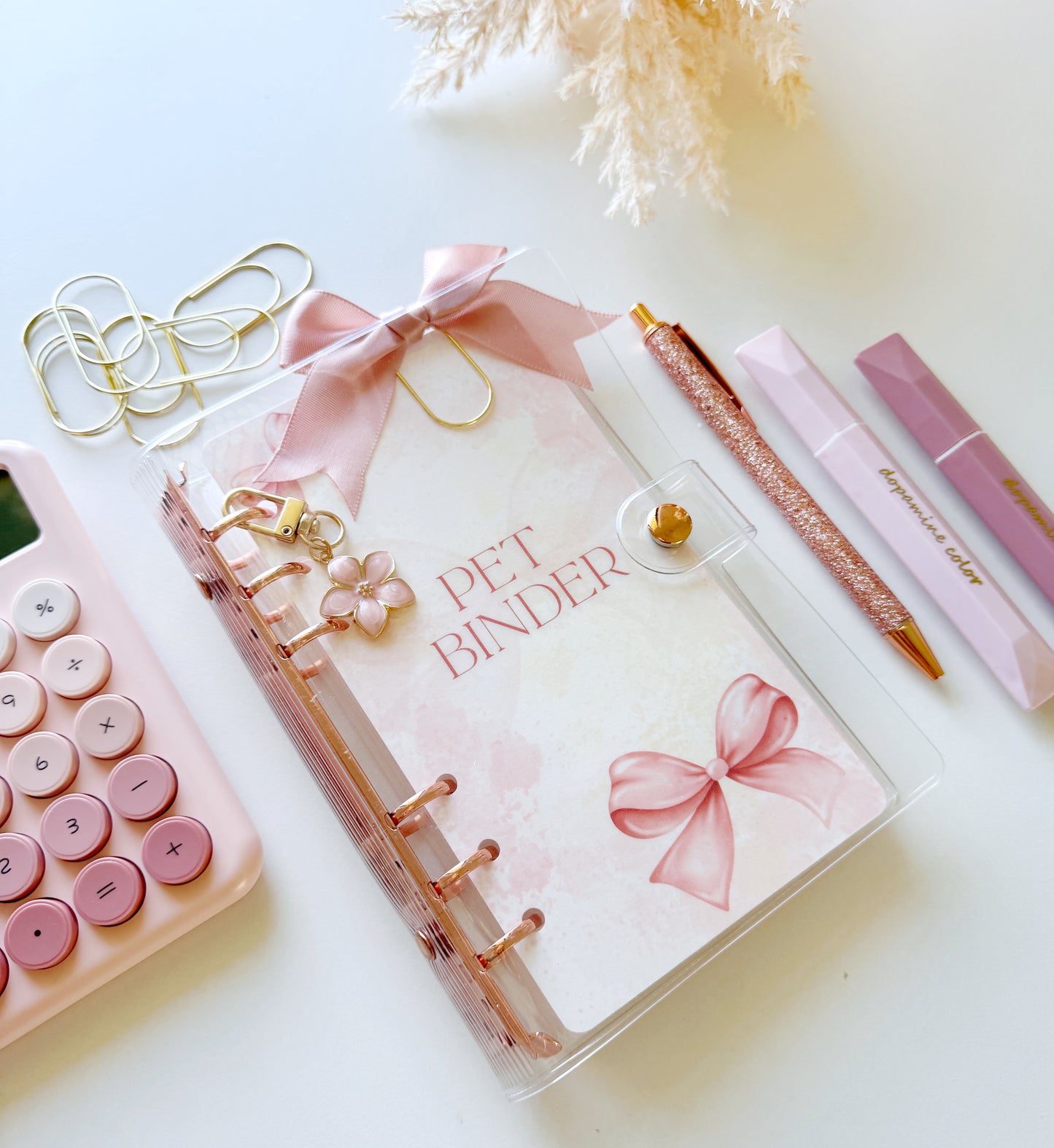 DASHBOARD & 6 CUSTOM ENVELOPES - PINK BOW DESIGN