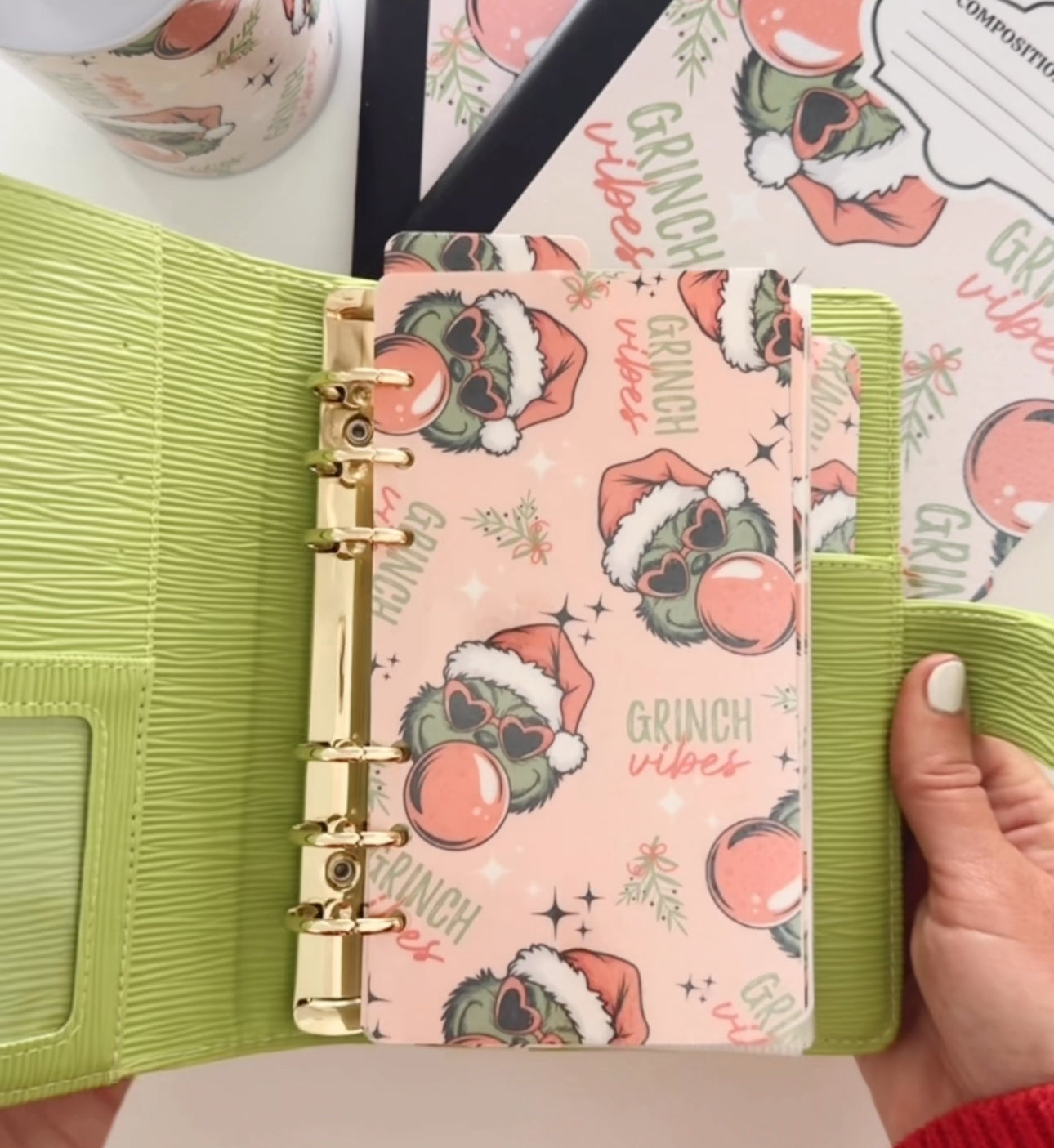 DASHBOARD & 6 CUSTOM ENVELOPES GRINCH VIBES