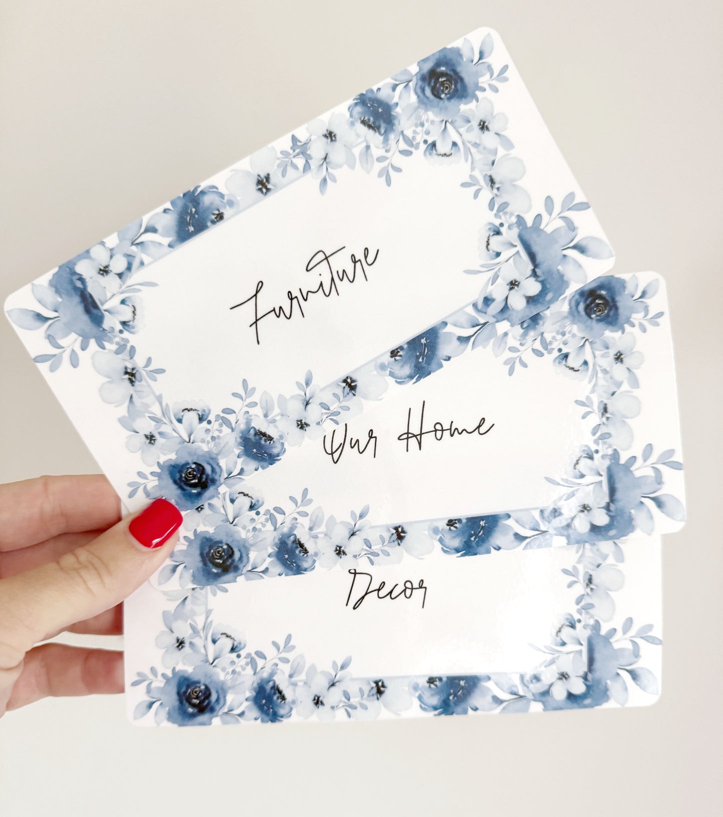 DASHBOARD & 6 CUSTOM ENVELOPES - BLUE FLORAL DESIGN