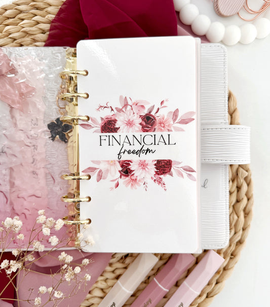 DASHBOARD & 6 CUSTOM ENVELOPES -  PINKISH BORDER FLORAL DESIGN