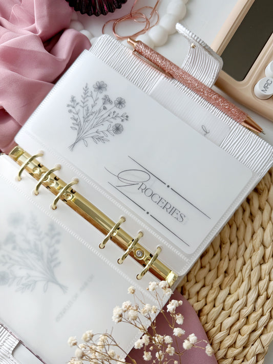 DASHBOARD & 6 CUSTOM ENVELOPES -  VELLUM FLORAL THANKFUL DESIGN