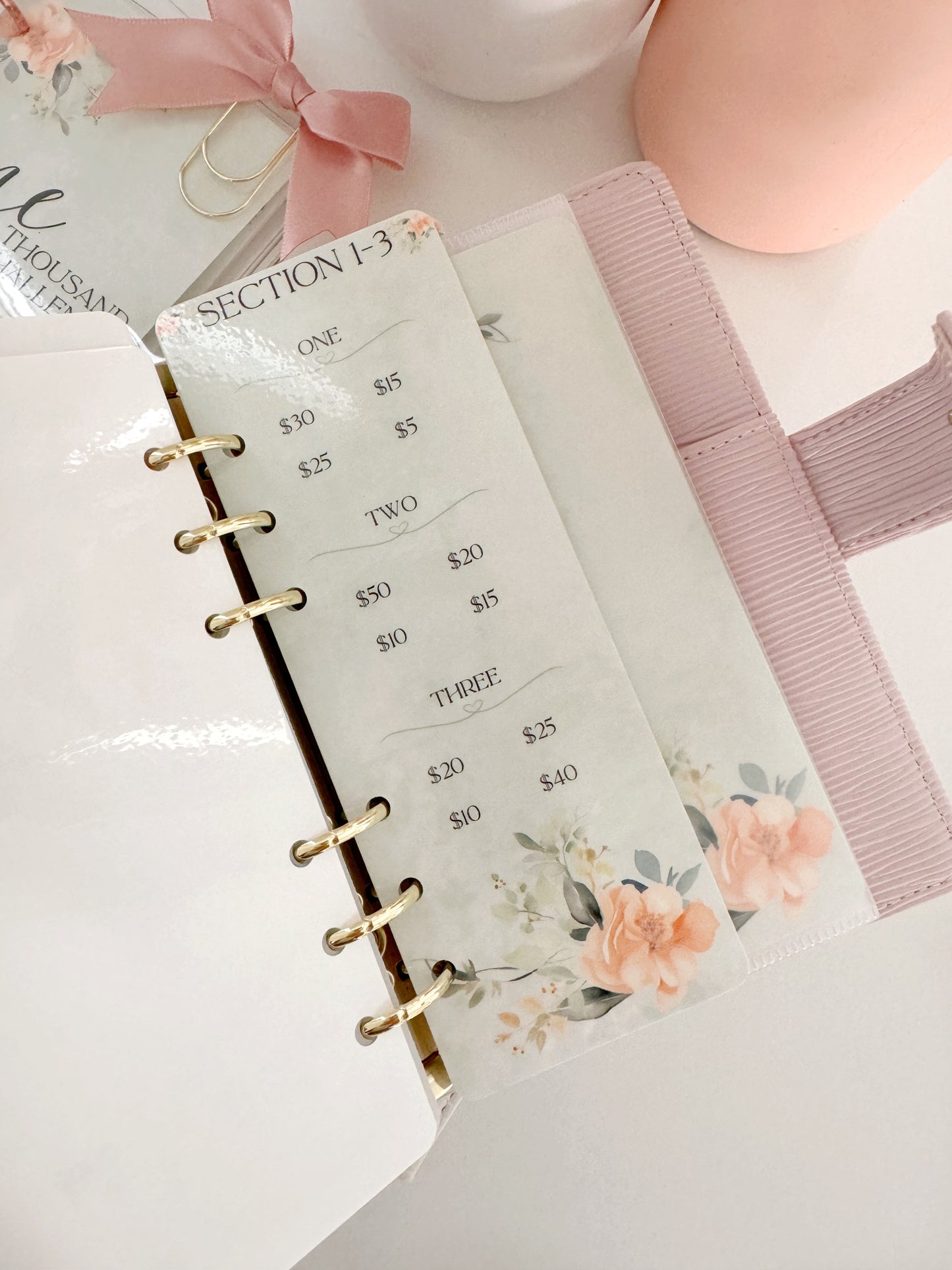 ONE THOUSAND SAVINGS - PEACH FLOWER DESIGN- 2 OPTIONS