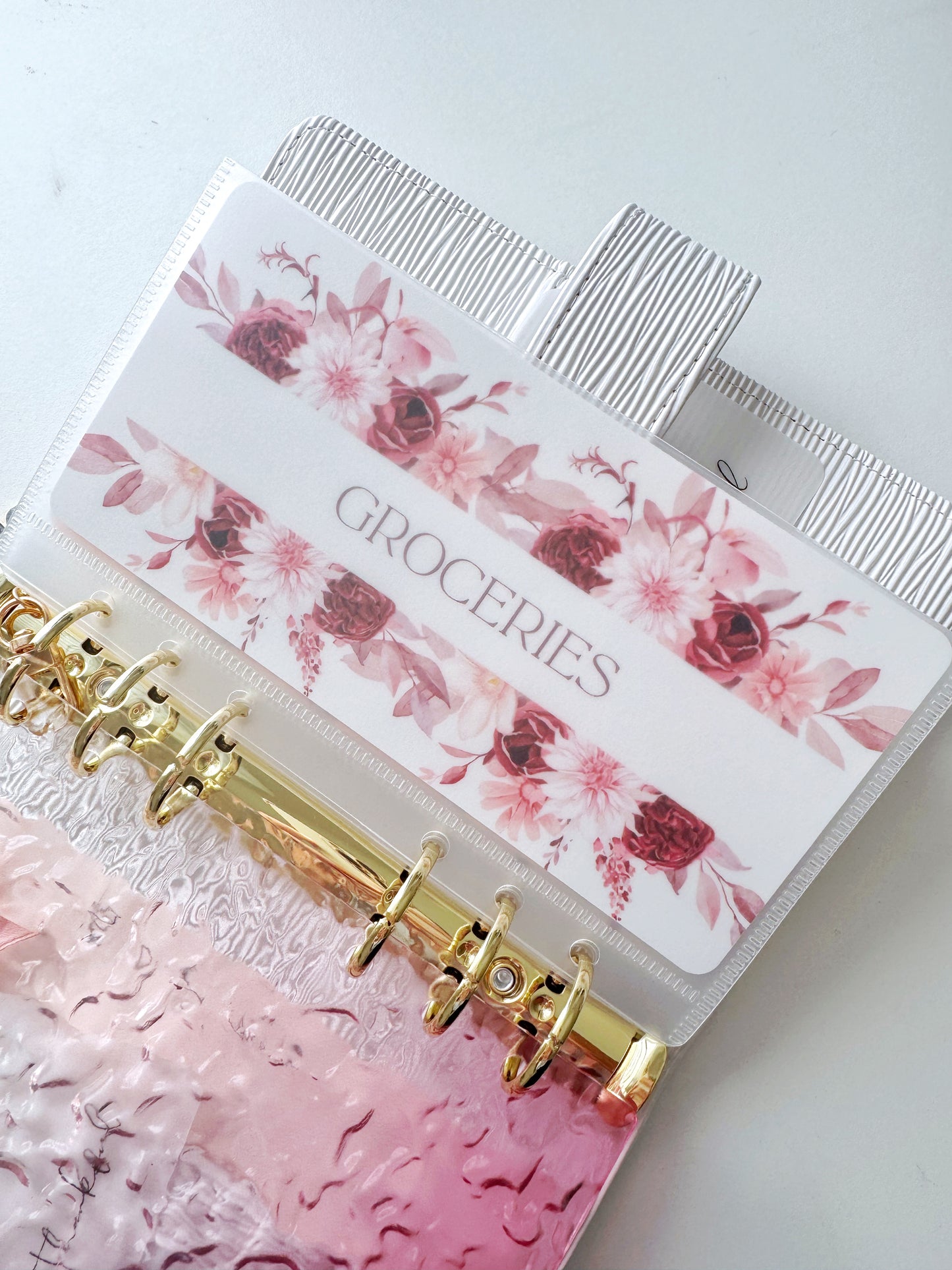 DASHBOARD & 6 CUSTOM ENVELOPES - PINKISH BORDER FLORAL DESIGN