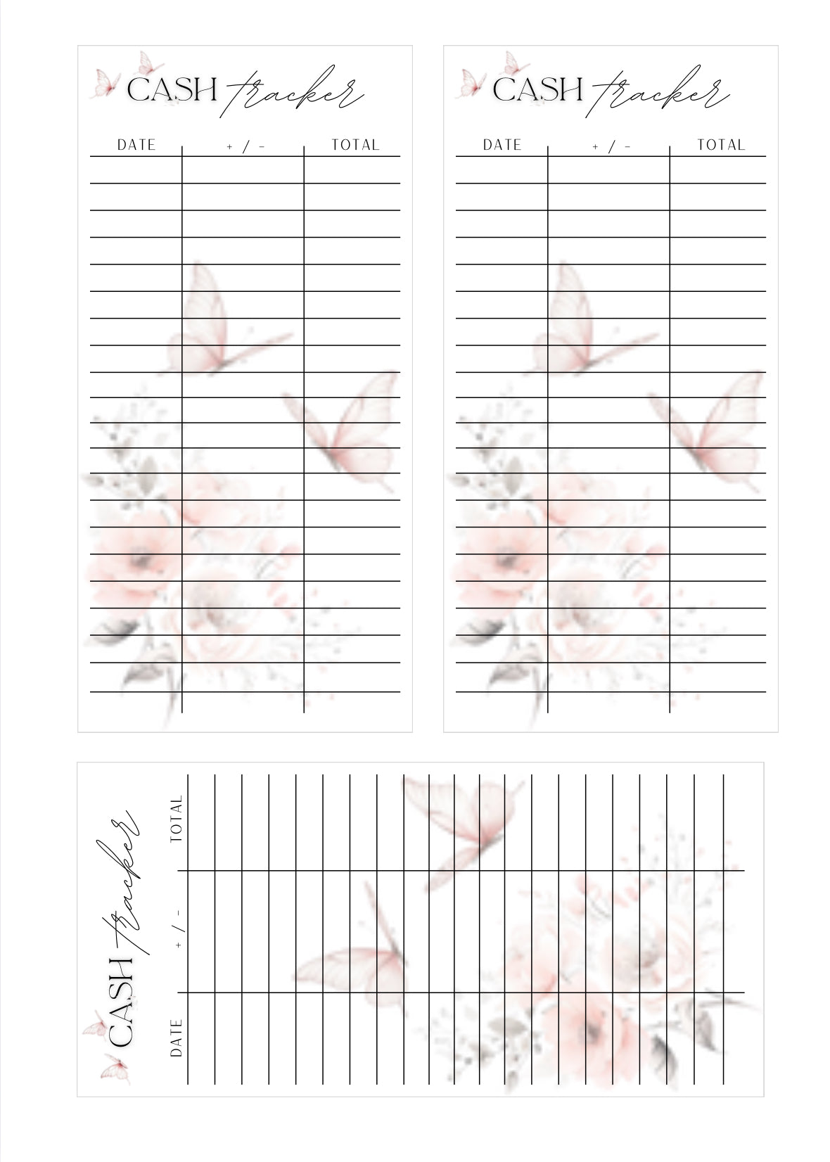 SOFT PINK BUTTERFLY CASH TRACKERS X 6