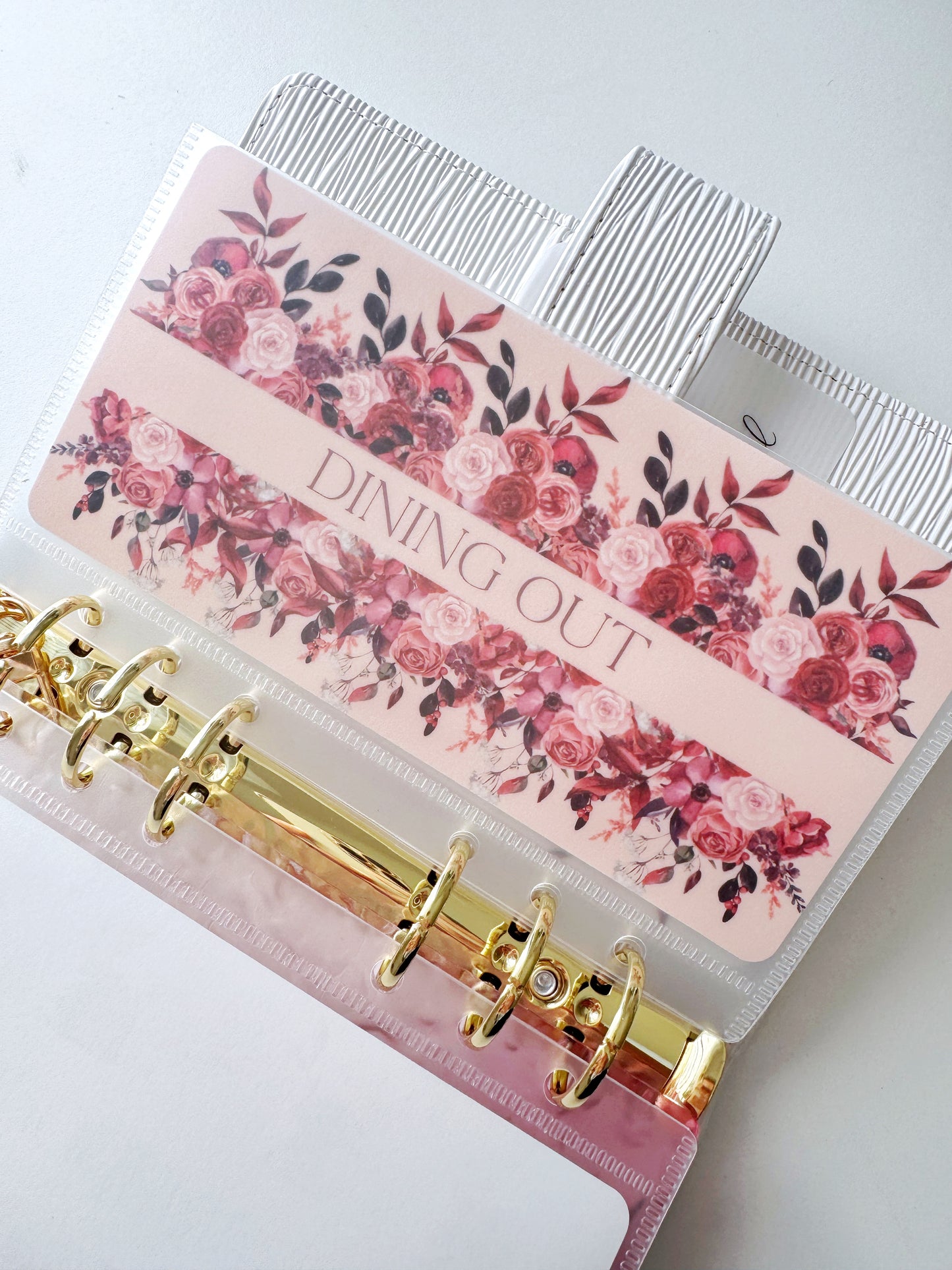 DASHBOARD & 6 CUSTOM ENVELOPES - BURGUNDY BORDER FLORAL DESIGN