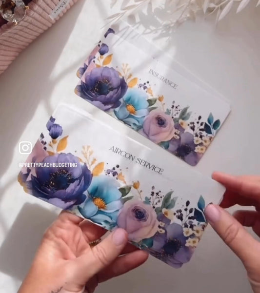 DASHBOARD & 6 CUSTOM ENVELOPES -  PURPLE FLORAL DESIGN