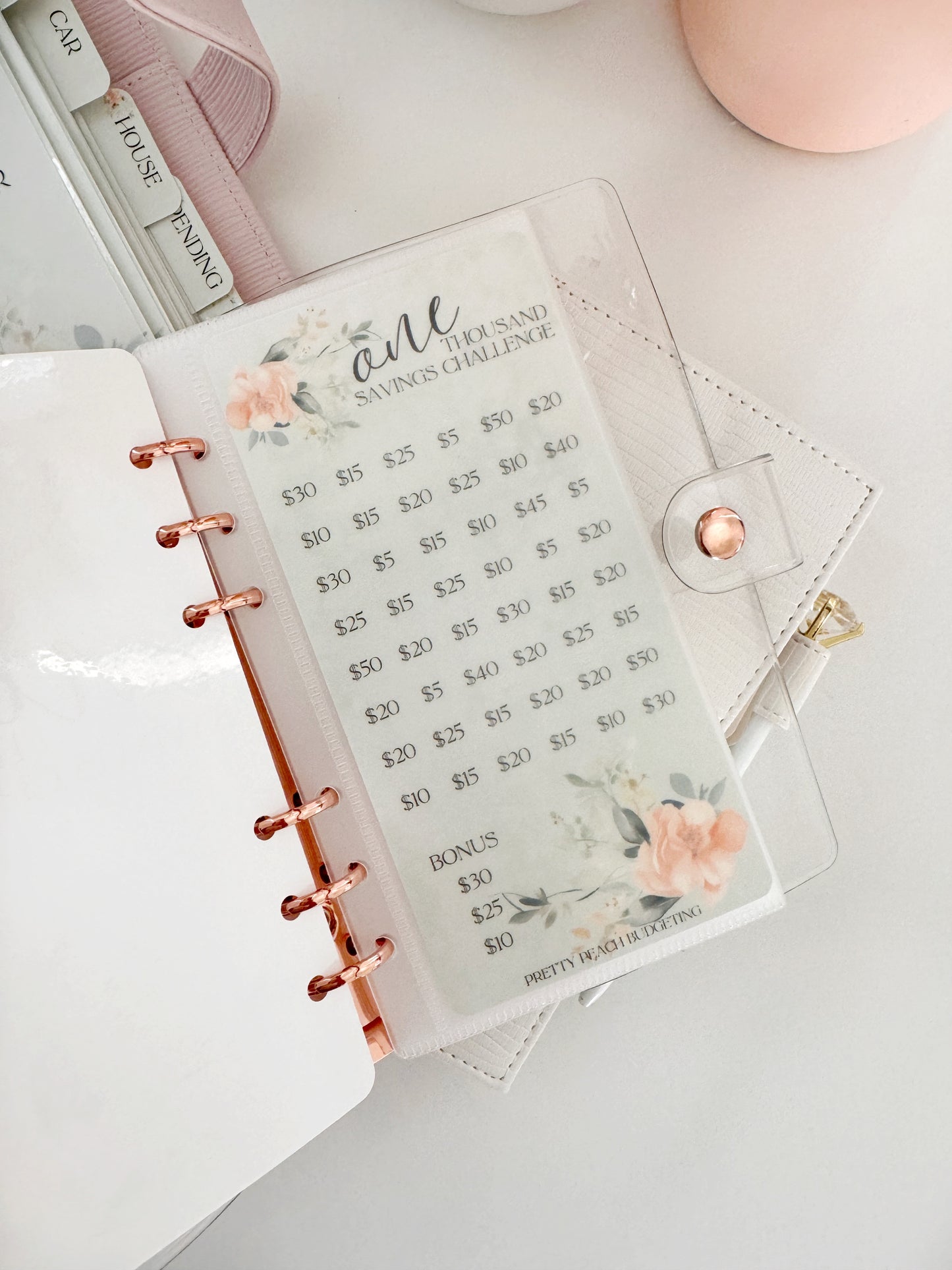 ONE THOUSAND SAVINGS - PEACH FLOWER DESIGN- 2 OPTIONS