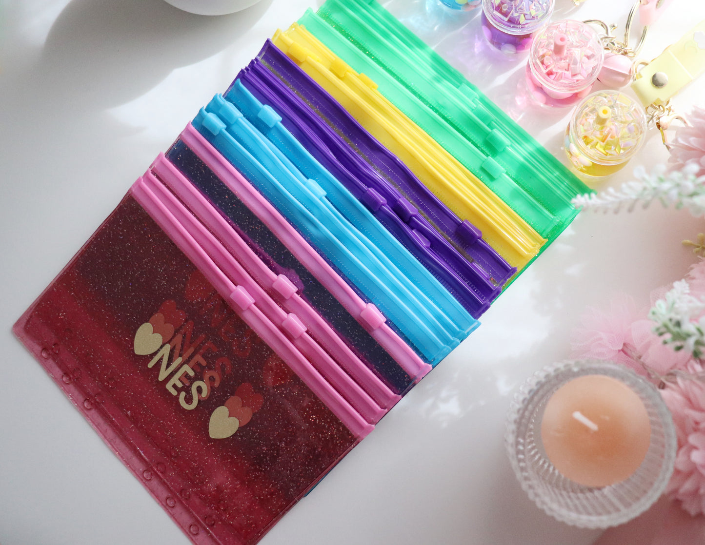 RAINBOW! ZIPPERED ENVELOPE SET
