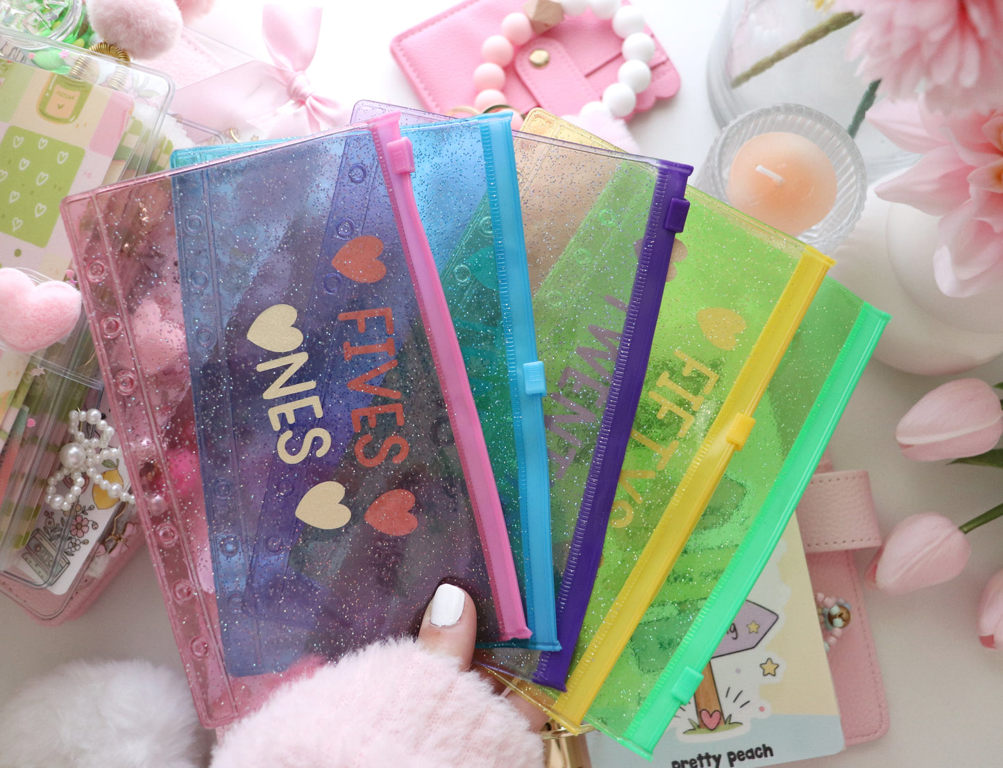 RAINBOW! ZIPPERED ENVELOPE SET