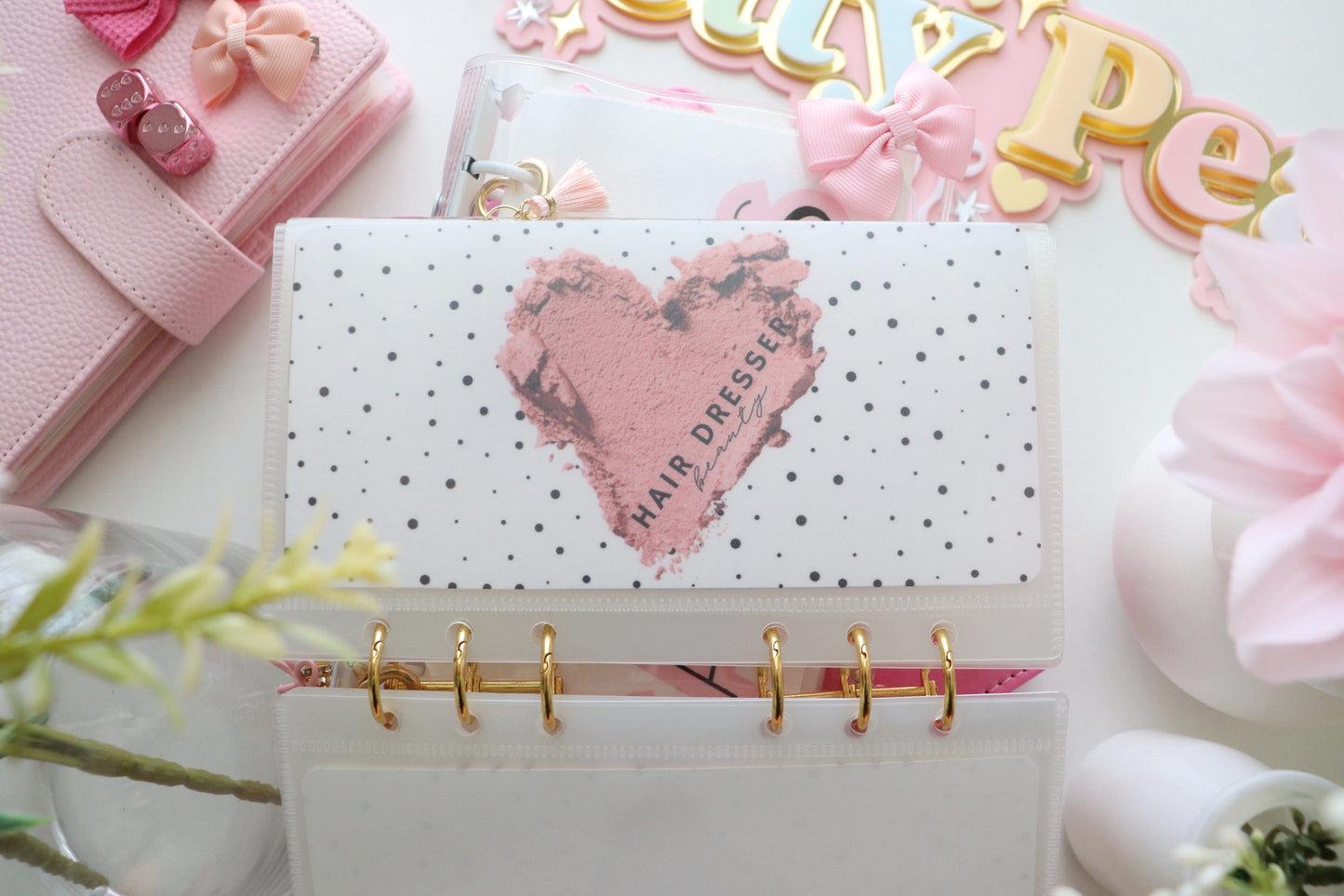 DASHBOARD & 6 CUSTOM ENVELOPES - POLKA DOT HEART
