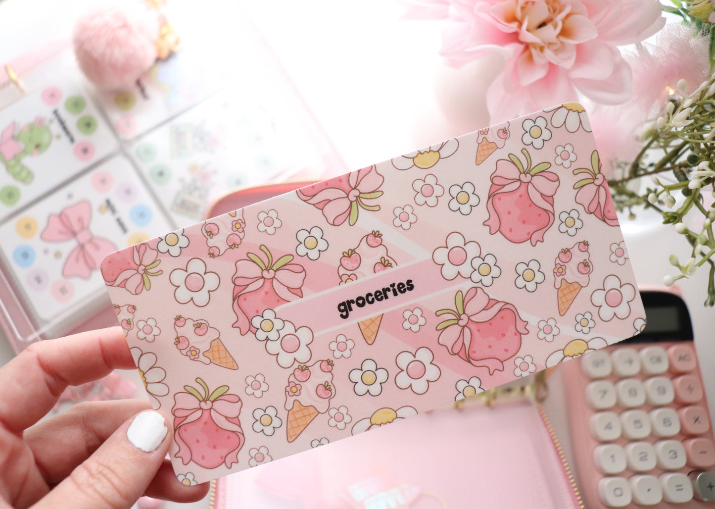 DASHBOARD & 6 CUSTOM ENVELOPES -STRAWBERRY SUPRISE