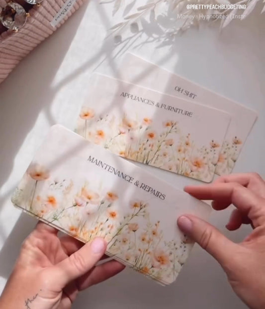 DASHBOARD & 6 CUSTOM ENVELOPES -  PASTEL PEACH  FLORAL FIELDS DESIGN (Copy)