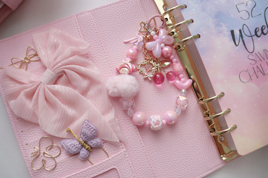 BINDER BOW CLIP LARGE - SOFT PINK WHITE