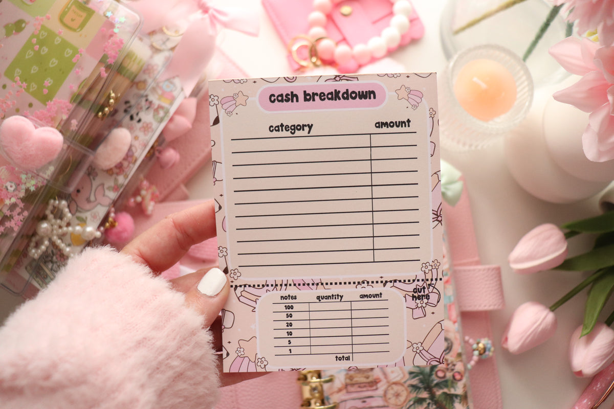 NOTEPAD - CASH BREAKDOWN