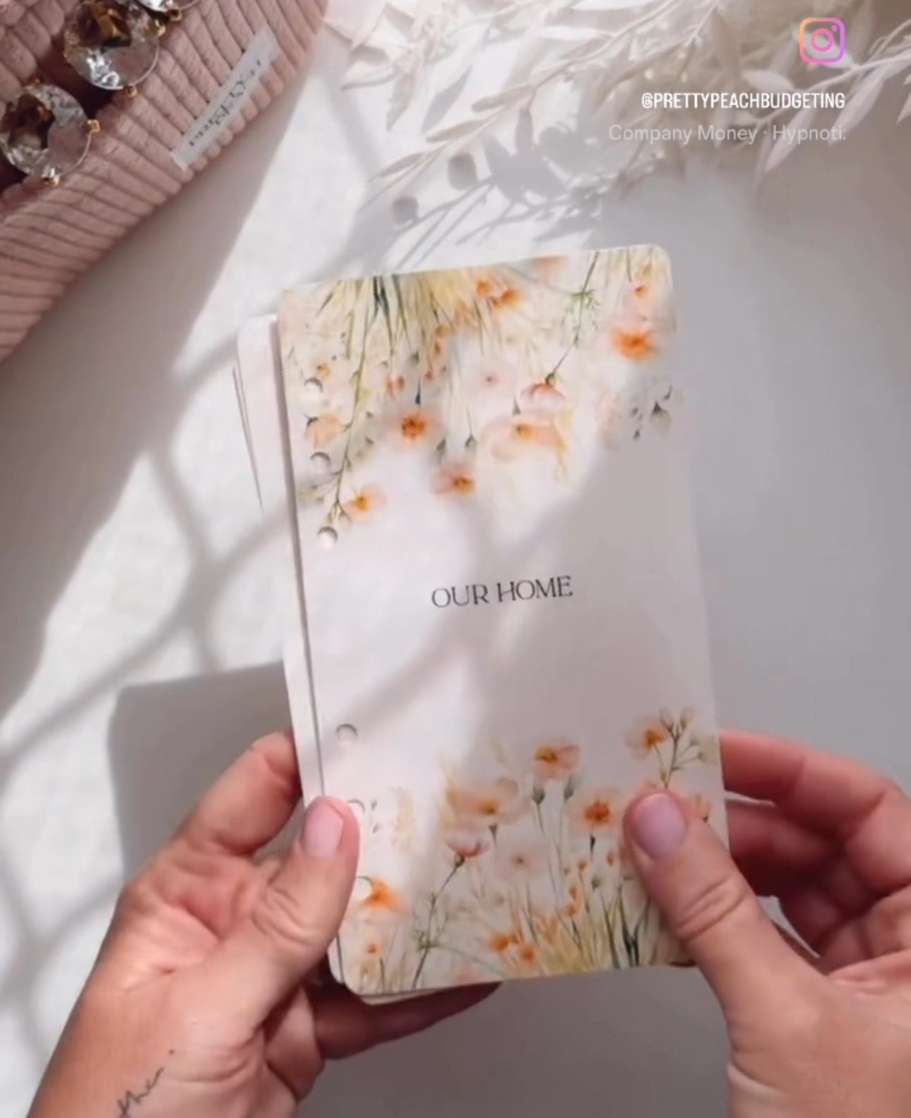 DASHBOARD & 6 CUSTOM ENVELOPES -  PASTEL PEACH  FLORAL FIELDS DESIGN