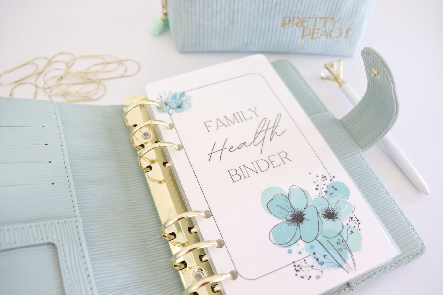 MINT FLOWER DASHBOARD & 6 CUSTOM ENVELOPES