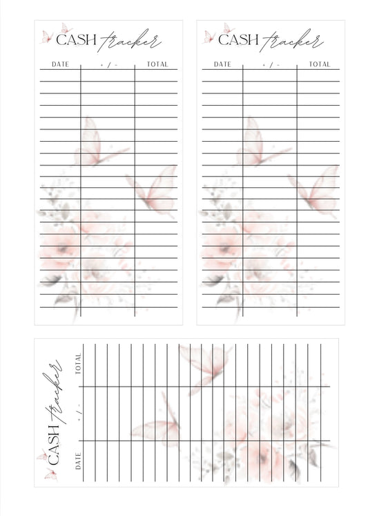 SOFT PINK BUTTERFLY CASH TRACKERS X 6