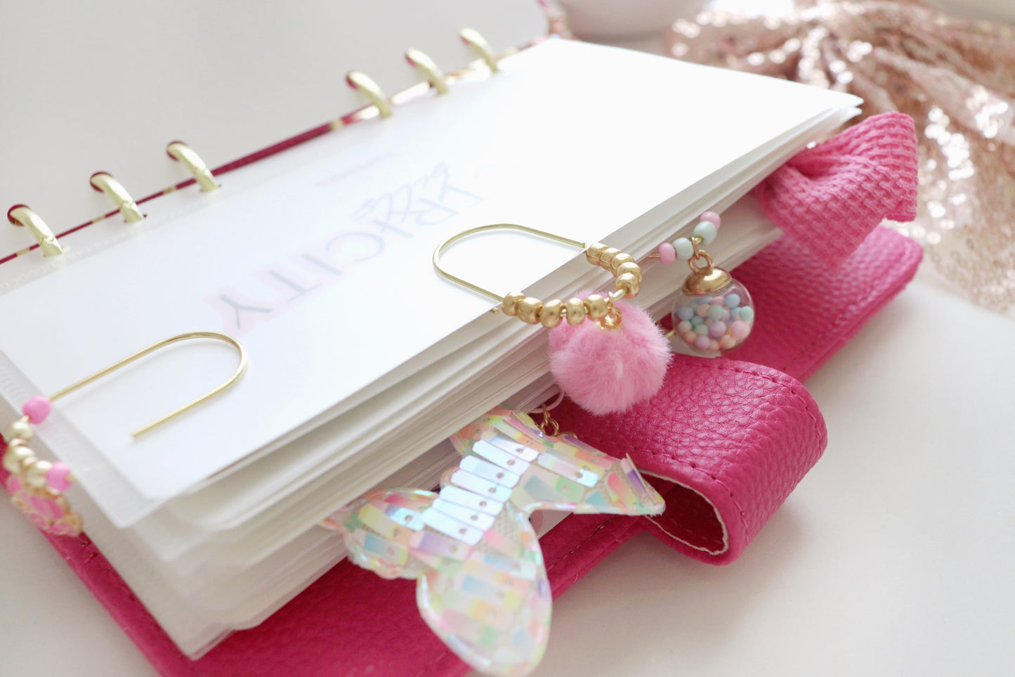 PAPERCLIP CHARM - PINK POM POM