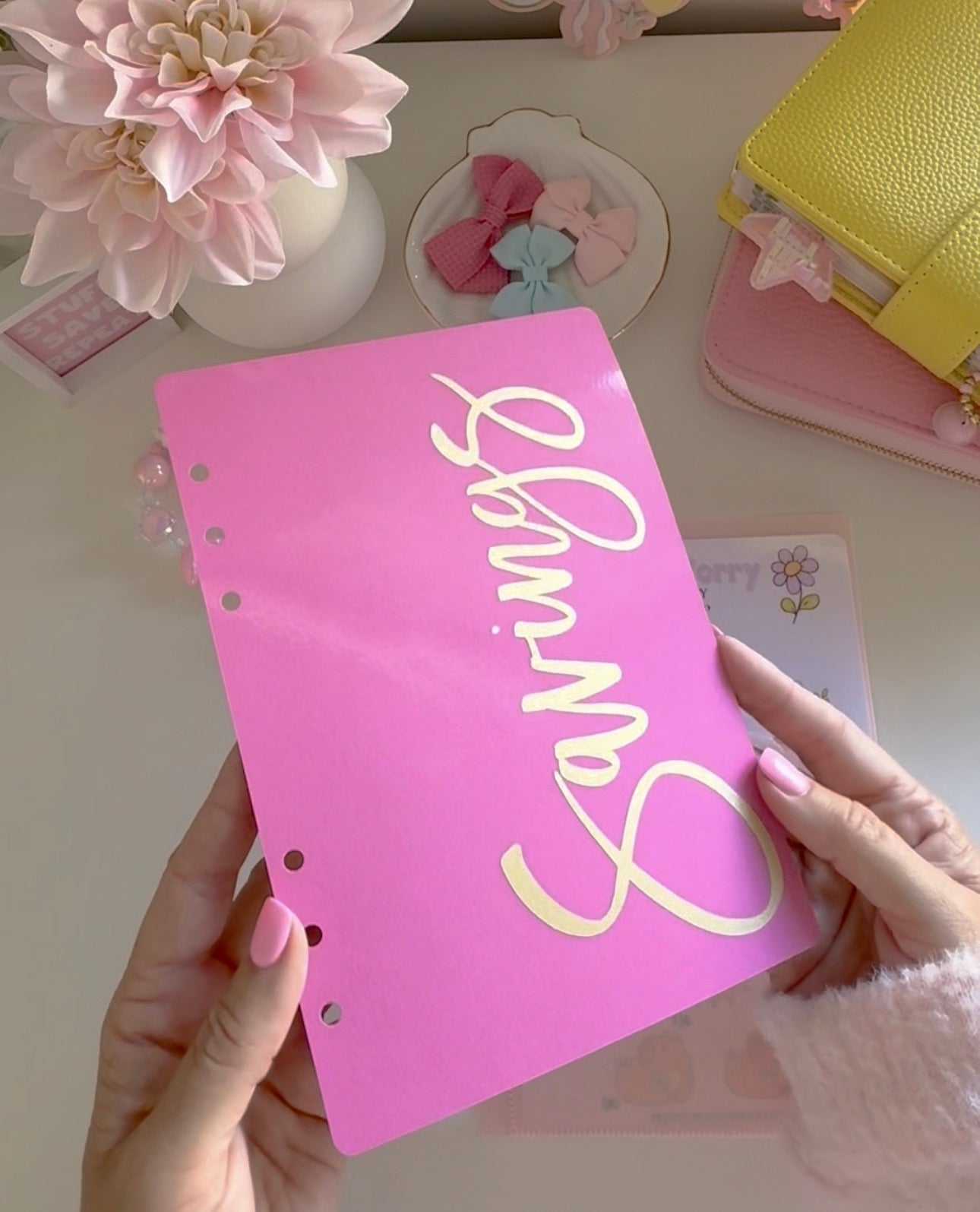SAVINGS DASHBOARD PINK GOLD GLITTER
