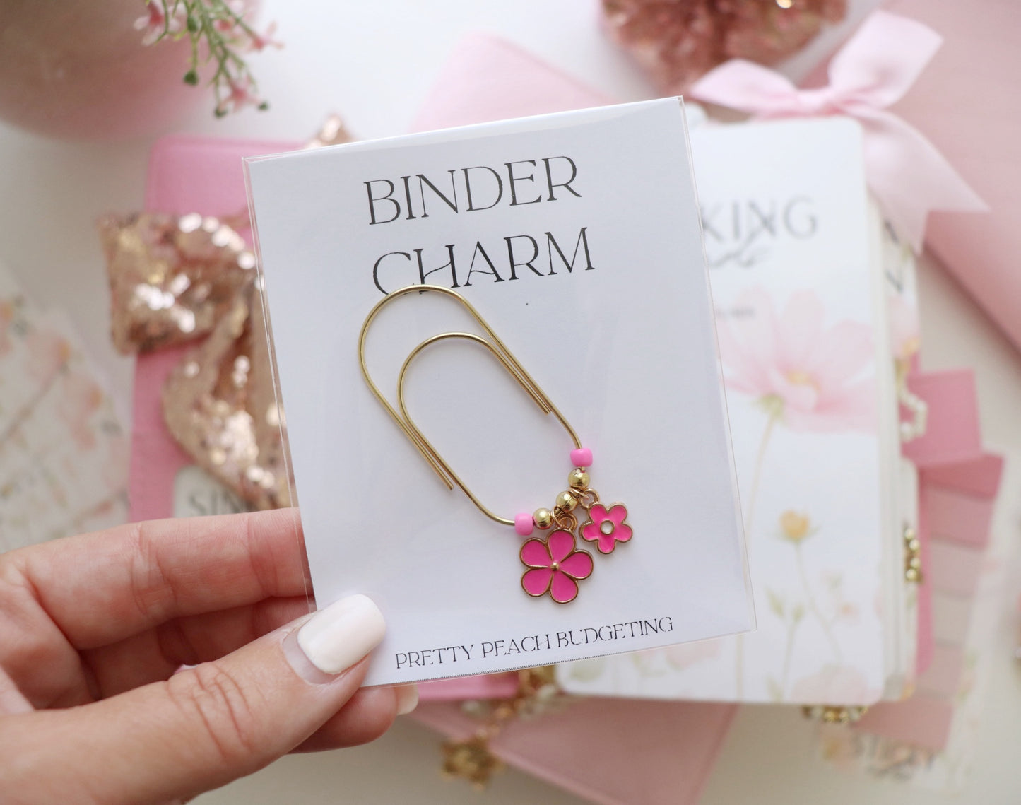 PAPER CLIP CHARM - HOT PINK DUO