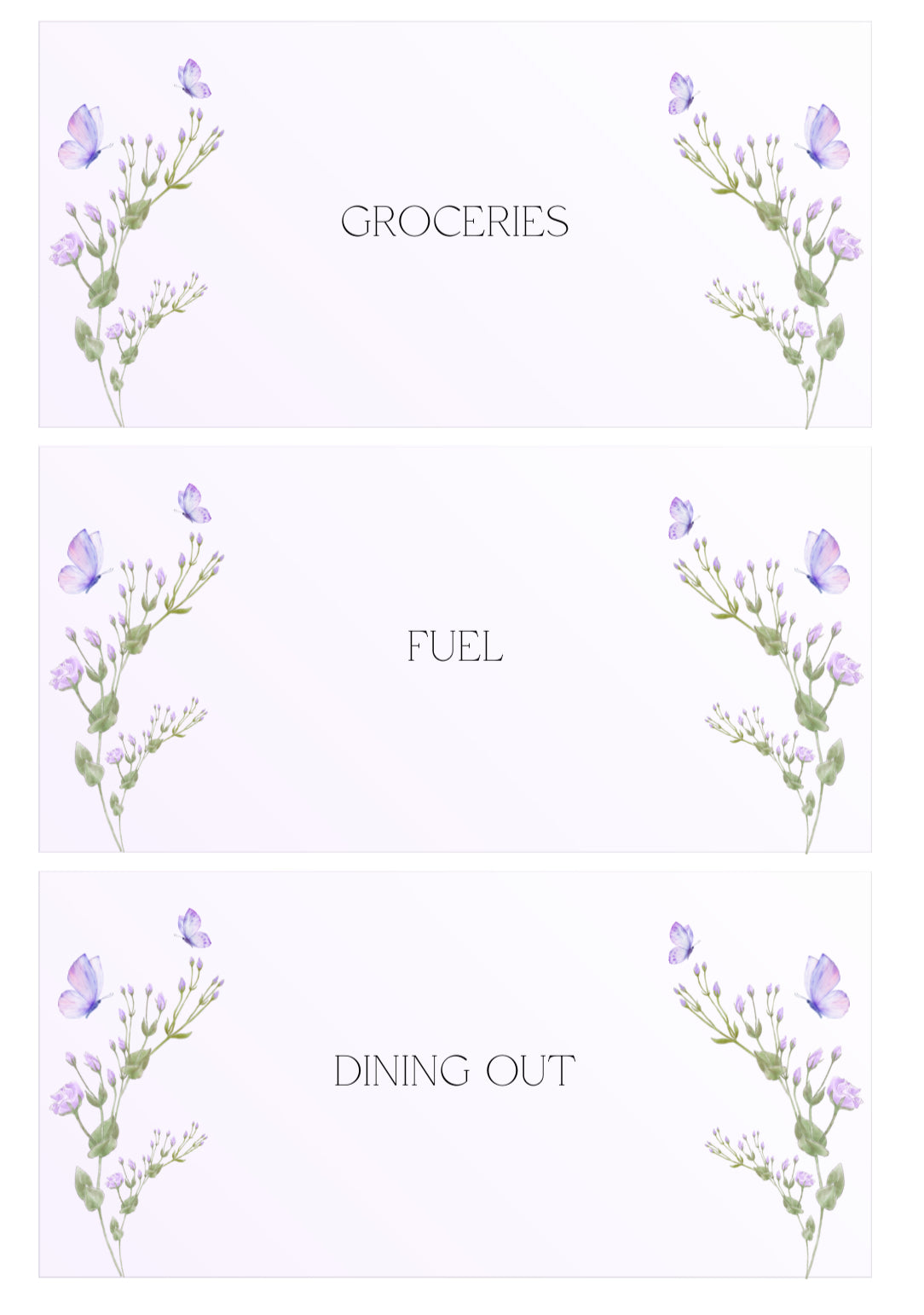 LAVENDER BUTTERFLY DASHBOARD + 6 CUSTOM ENVELOPES