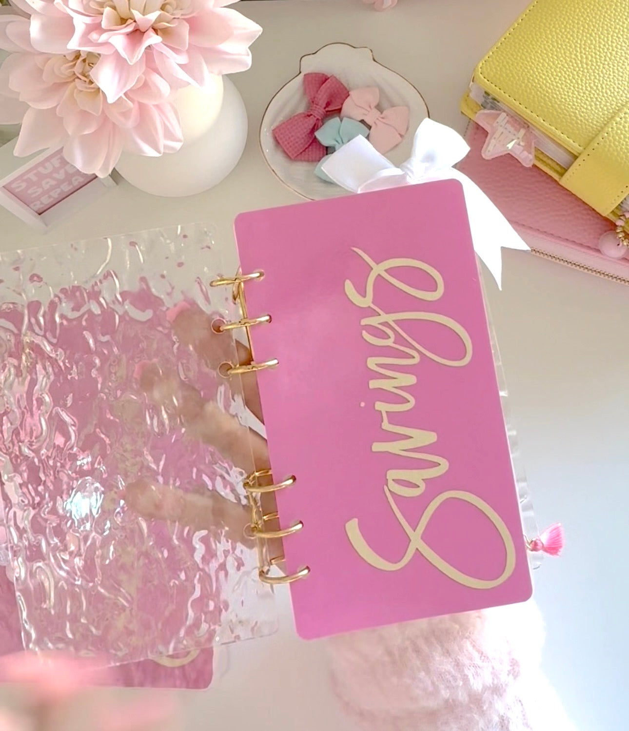 SAVINGS DASHBOARD PINK GOLD GLITTER