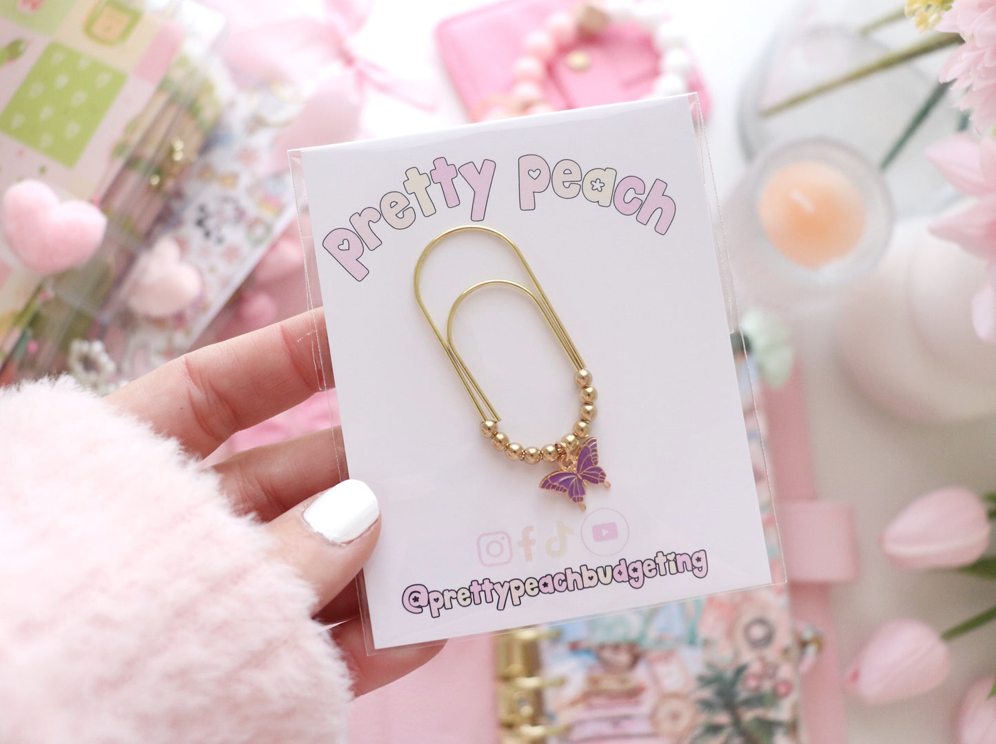 PAPERCLIP CHARM - PURPLE BUTTERFLY