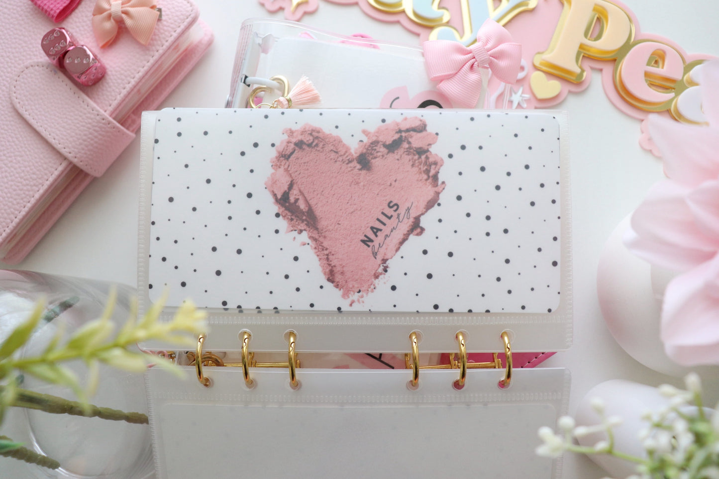 DASHBOARD & 6 CUSTOM ENVELOPES - POLKA DOT HEART